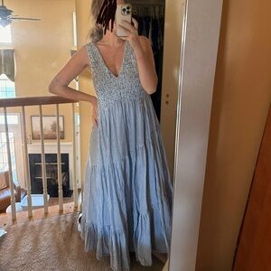 Free People Juno Maxi in Ivory Blue Stripes